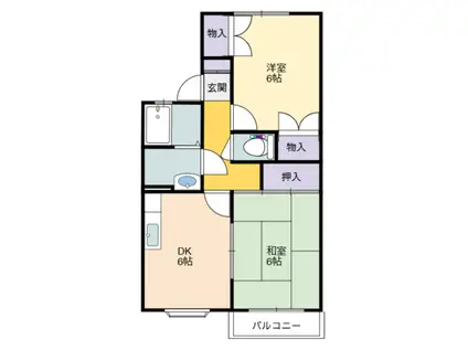 カルティエI(2DK/1階)の間取り写真