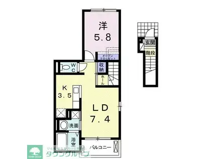 エクセレント グローブ(1LDK/2階)の間取り写真