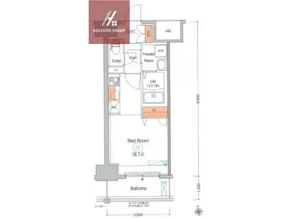 エストゥルースプラスサウス大阪(ワンルーム/9階)の間取り写真