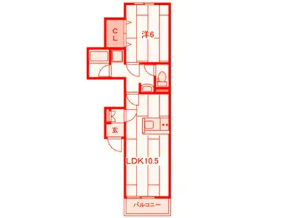 カロス30(1LDK/2階)の間取り写真