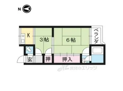 晃健荘(2K/1階)の間取り写真