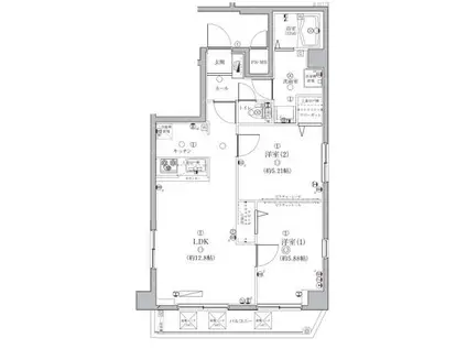 ディアレイシャス中野新橋(2LDK/6階)の間取り写真