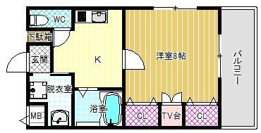 ボワリジェールOKA(1DK/1階)の間取り写真