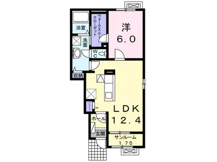 アクア・リヴェールII(1LDK/1階)の間取り写真