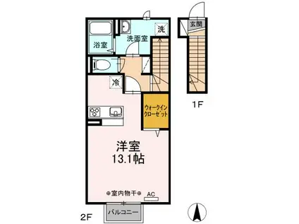 ヴィル・トランキル大森(ワンルーム/2階)の間取り写真