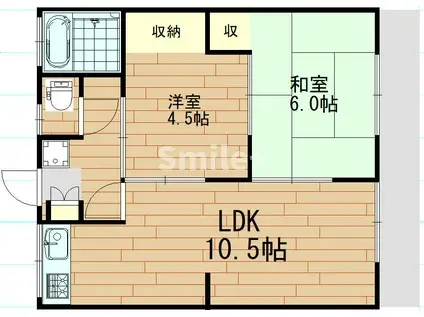国庁マンション(2LDK/1階)の間取り写真