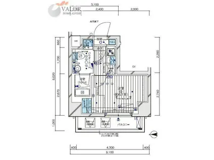 メインステージ東神奈川II(1K/9階)の間取り写真