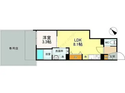 LUORE黒川イースト(1LDK/1階)の間取り写真