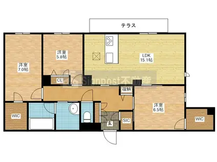 シャーメゾン フェアリーステージ(3LDK/1階)の間取り写真