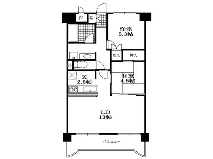 サンプラザ本山南(2LDK/2階)の間取り写真