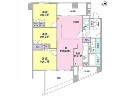 ザ センチュリー宮崎台(3LDK/3階)の間取り写真