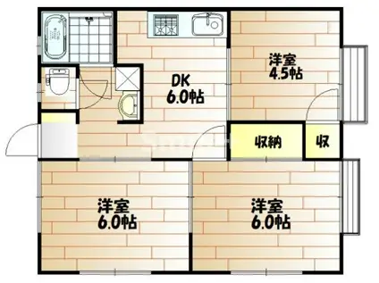 コーポプラザント(3DK/2階)の間取り写真