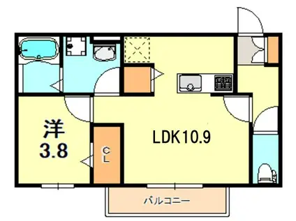 クローバー富士1号館(1LDK/2階)の間取り写真