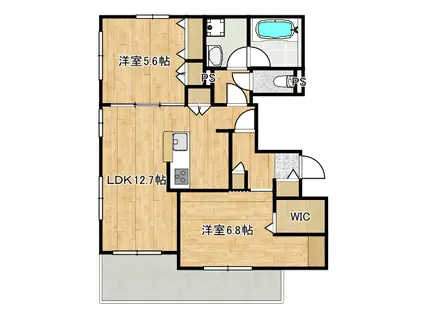 井田1丁目へーベルメゾン(2LDK/2階)の間取り写真