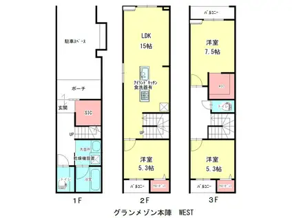グランメゾン本陣(3LDK/1階)の間取り写真