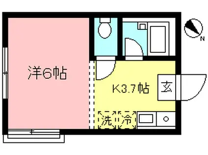 パークサイド相模台(1K/1階)の間取り写真