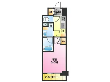 ハーモニーレジデンス武蔵小杉2(1K/4階)の間取り写真