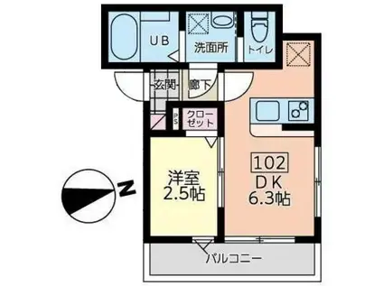 カーサフラーゼ(1DK/1階)の間取り写真
