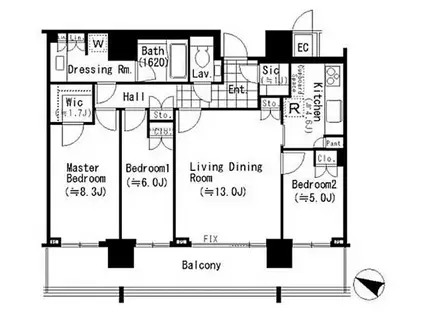 THE ROPPONGI TOKYO CLUB RESIDENCE(3LDK/27階)の間取り写真
