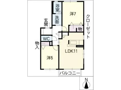 M&R B棟(2LDK/1階)の間取り写真