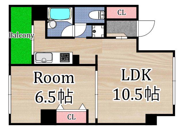 プロシード桜之宮(1LDK/2階)の間取り写真