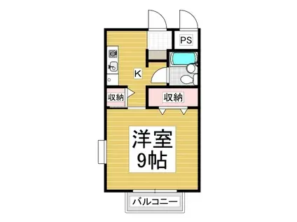 関マンション(1K/3階)の間取り写真