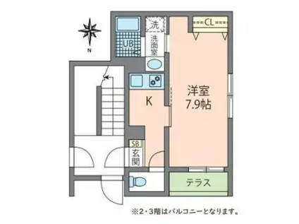 モンシェリ(1K/2階)の間取り写真
