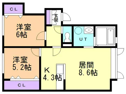プレミアム港南(2LDK/1階)の間取り写真