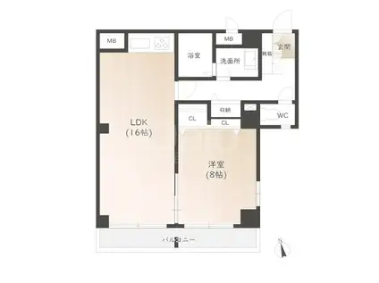 フェイズイン博多駅東(1LDK/3階)の間取り写真