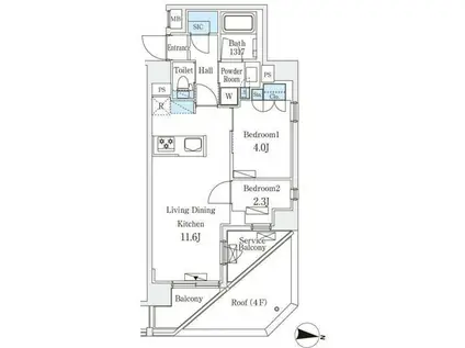 ラティエラ中野新井(2LDK/6階)の間取り写真
