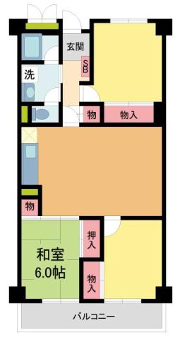 シキボウスターハイツ西宮北口(3LDK/3階)の間取り写真