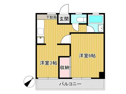 白水ビル(1DK/3階)の間取り写真