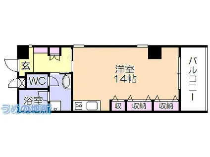 ザ・ライフ南久留米スタイル(ワンルーム/3階)の間取り写真