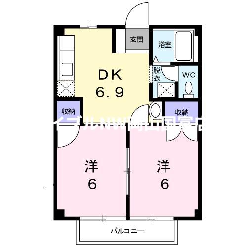 グリーンハイツ(2DK/1階)の間取り写真