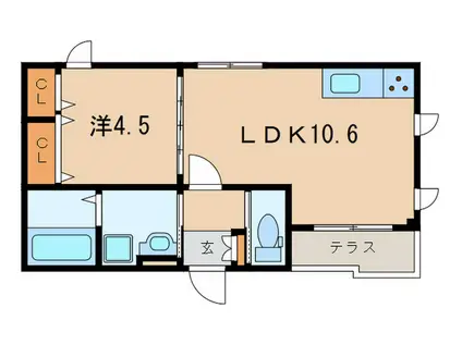 ARGO ASHIYA(1LDK/1階)の間取り写真
