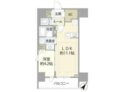 馬喰町 南東向き アクセス良好(1LDK/7階)の間取り写真