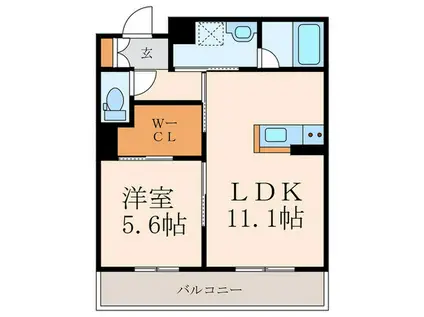 グランカルム足立(1LDK/2階)の間取り写真