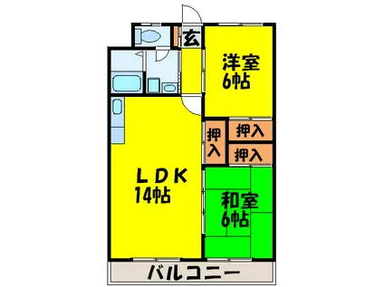梅崎ビル(2LDK/5階)の間取り写真
