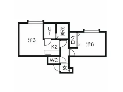 アークガーデン平岸5-7A棟(1LDK/2階)の間取り写真