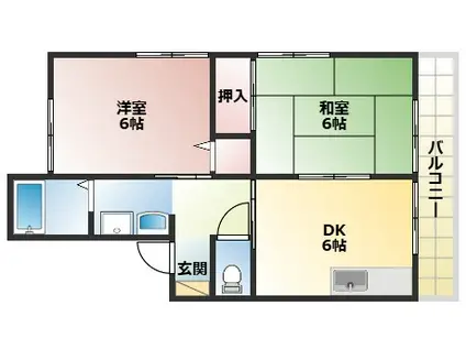 ディアコート(2DK/1階)の間取り写真