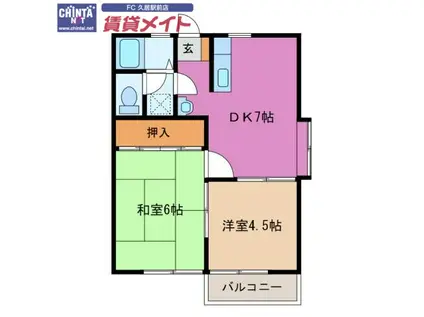 ハイツアーバンⅠ(2DK/2階)の間取り写真