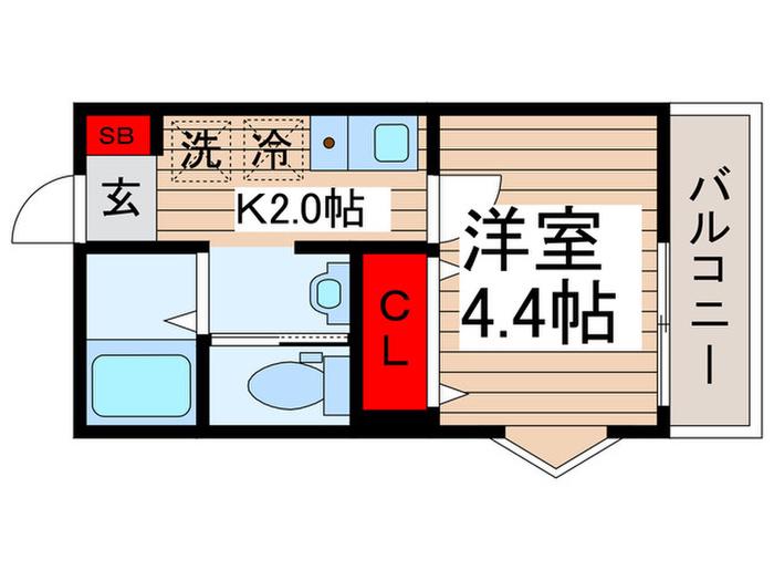 MELLAS新秋津(1K/1階)の間取り写真