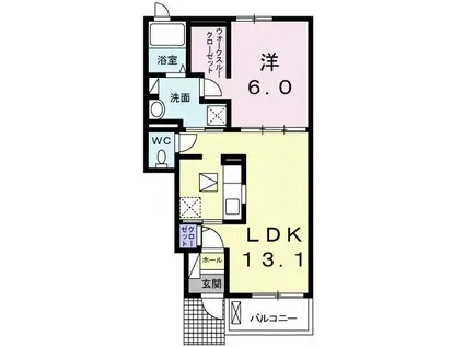 ラッフィナート(1LDK/1階)の間取り写真