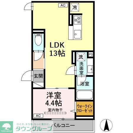D PAINA 中野島II(1LDK/2階)の間取り写真