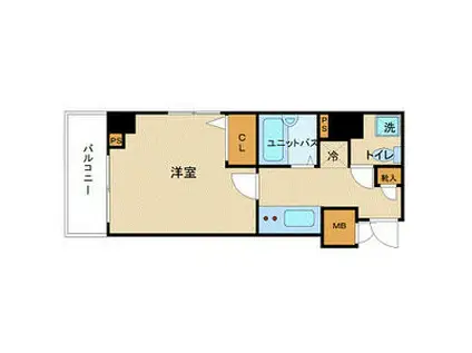 トーシンフェニックス八丁堀(1K/2階)の間取り写真