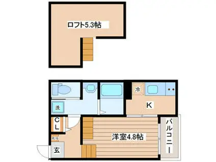 グランメゾン南仙台(1K/2階)の間取り写真