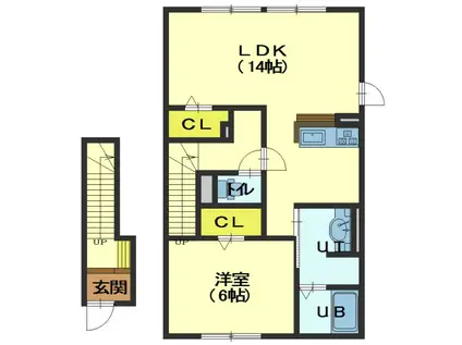 SUN MALL駒場(1LDK/2階)の間取り写真