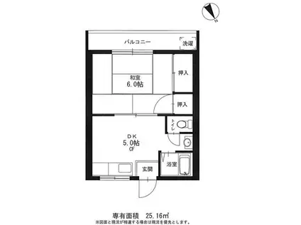 コーポ芹が谷(1DK/2階)の間取り写真