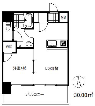 ブエナビスタ神戸イースト(1LDK/8階)の間取り写真