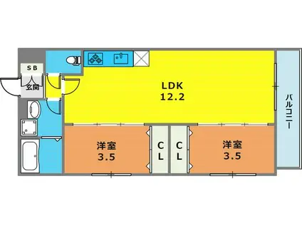 TIO SERENO(2LDK/3階)の間取り写真